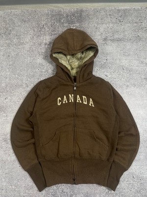 Vintage LGB IfSixWasNine Faux Fur Canada Zip Up Hoodie Women Y2K