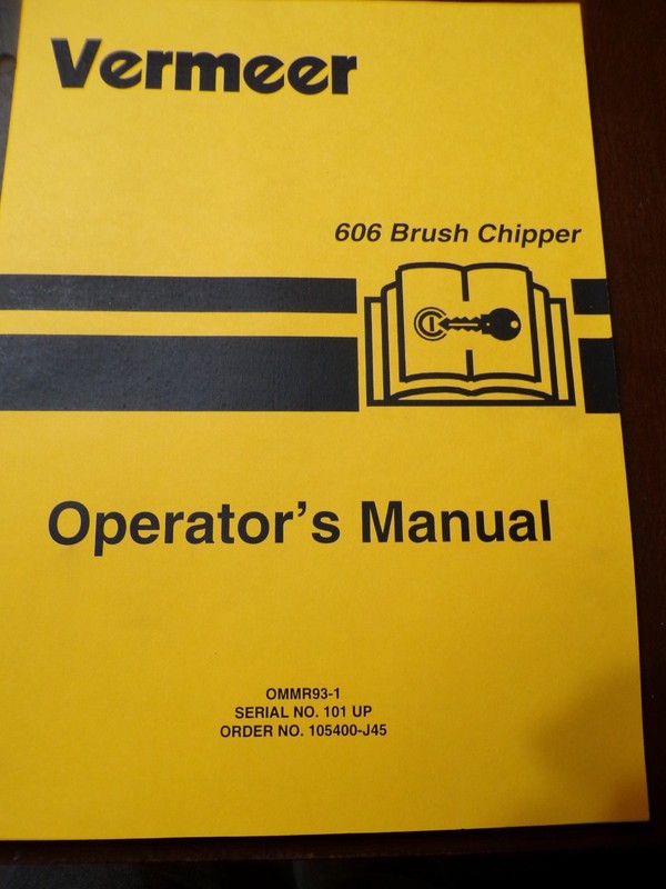 Vermeer Tractor Mounted 606 Brush Chipper Operator's Manual, Service Manual 1993