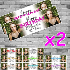 PERSONALISED PHOTO BIRTHDAY PARTY BANNERS -18th 21st  Christening add characters