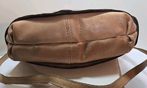 Patricia Nash Tan Brown Leather Floral Tooled Kisslock Framed Crossbody Bag - Picture 10 of 13