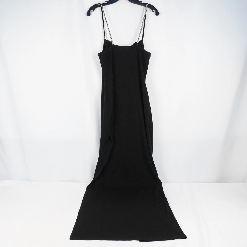 Balmain Paris Crystal-Embellished Knitted Black Dress High Slit Women's Size 44 - Image 3 of 4