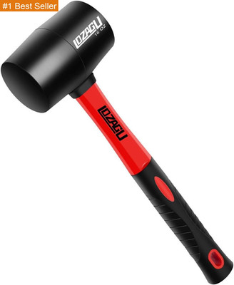 16Oz Rubber Mallet Hammer, Fiberglass Handle, Rubber Mallet for Flooring, Tent S
