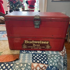 Budweiser  King of Beers Vintage Red Metal Cooler