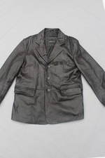 Excelled Black Leather Blazer Jacket Mens L 3 Button Sport Coat Lambskin Vintage