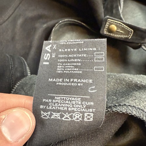 Veste en cuir homme Isaac Sellam Experience grande fermeture éclair intégrale peau d'agneau - Photo 9/15
