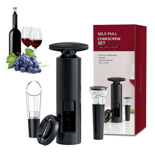 Wine Bottle Opener Set -Manual Corkscrew with Foil Cutter, Vacuum Stopper, Wi...
