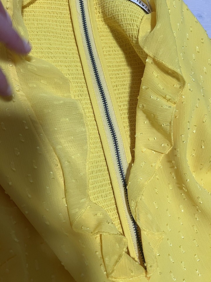 Alice And Olivia Mitzi Cutout Ruffle Dress Yellow, 4 eBay