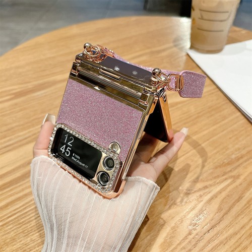 Luxury Bling Glitter Hinge w/ Wrist Strap Case For Samsung Galaxy Z Flip 6 5 4 3 - Bild 4 von 27