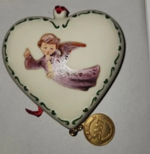 M.J. Hummel 2007 Flying Angel Heart Shaped Christmas Ornament
