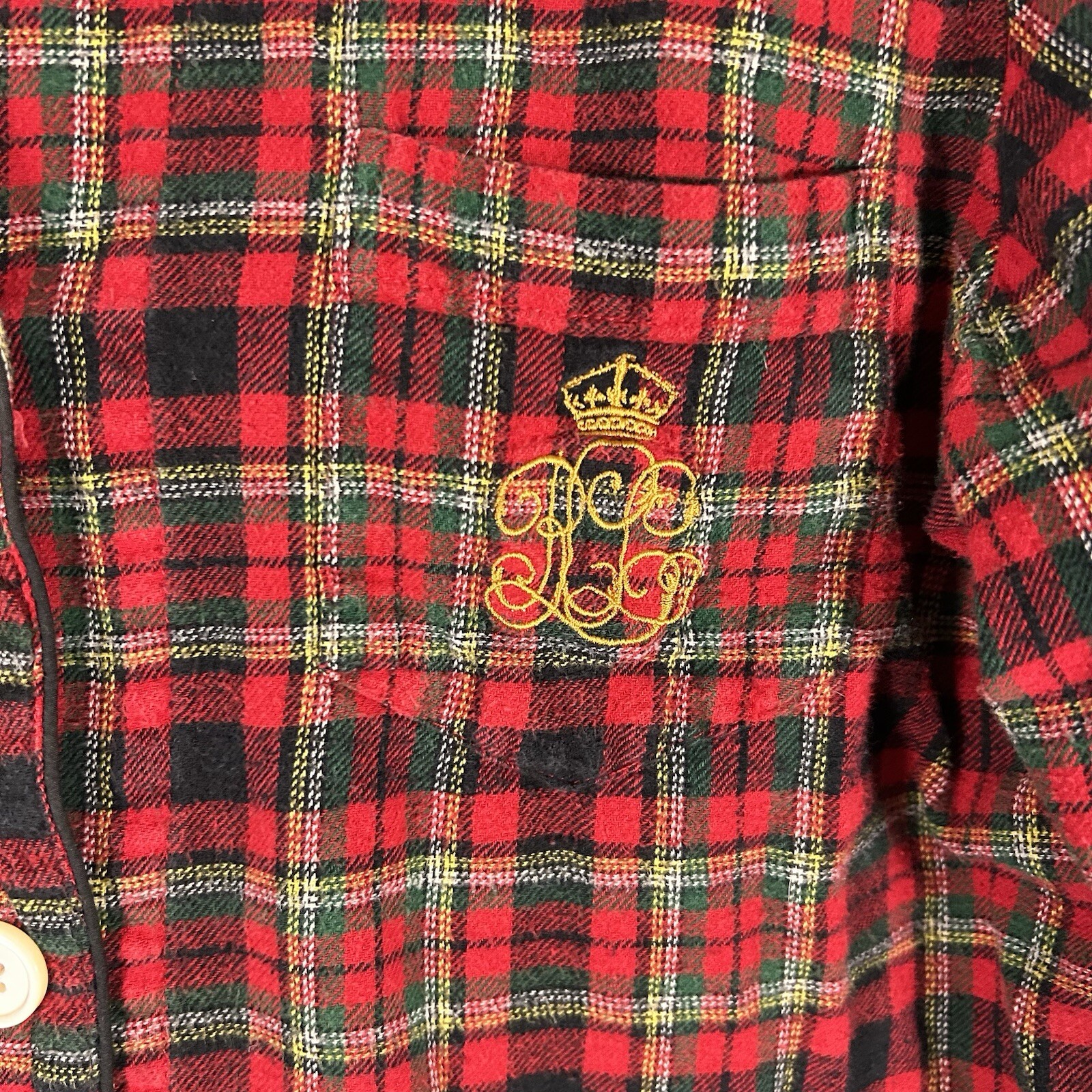 Lauren Ralph Lauren Pajama Shirt Women's Large Red Plaid Button Up Long Sleeve thumbnail 4