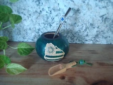 Uruguayan Logo - Mate Gourd- Hand Made- Straw w/ Logo + Spoon BONUS- Yerba Mate