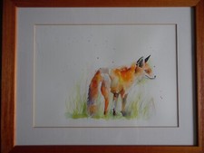 A Fox on the Hunt. Original Watercolour by Unknown Artist. Animal Portrait