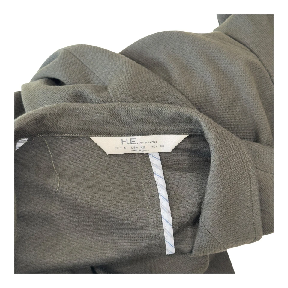 H.E. By Mango Slim Fit Mens Olive Green Blazer Jacket Size USA XS Patched elbow - Image 4 of 4