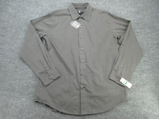 Van Heusen Shirt Mens Large Gray Striped Long Sleeve Button Up Adult L NEW