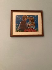 QUADRO MEZZO PUNTO RICAMATO “L’ETÀ FELICE” 41X33