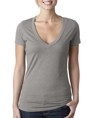 Next Level Ladies' 4.3 oz. CVC Deep V-Neck Short Sleeves T-Shirt 6640 S-2XL