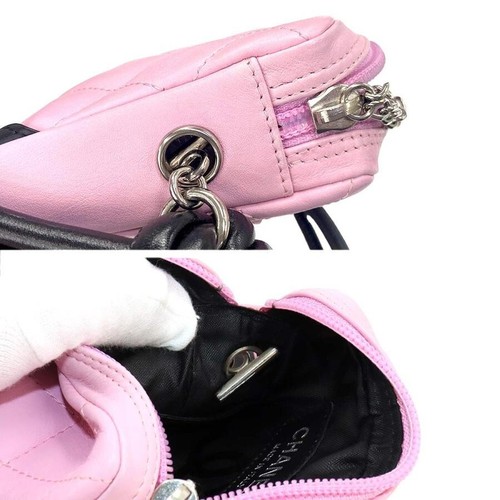 CHANEL Cambon Line Small Pochette Shoulder Bag Leather Pink Black A25177 9024 - Picture 5 of 10