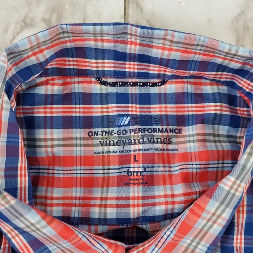 Vineyard Vine On The Go Performance Brrr Long Sleeve Shirt Mens Large Plaid - Picture 8 of 9