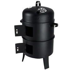 Large Outdoor Charcoal Smoker BBQ Grill 3IN1 Round Portable Meat Cooker Roaster