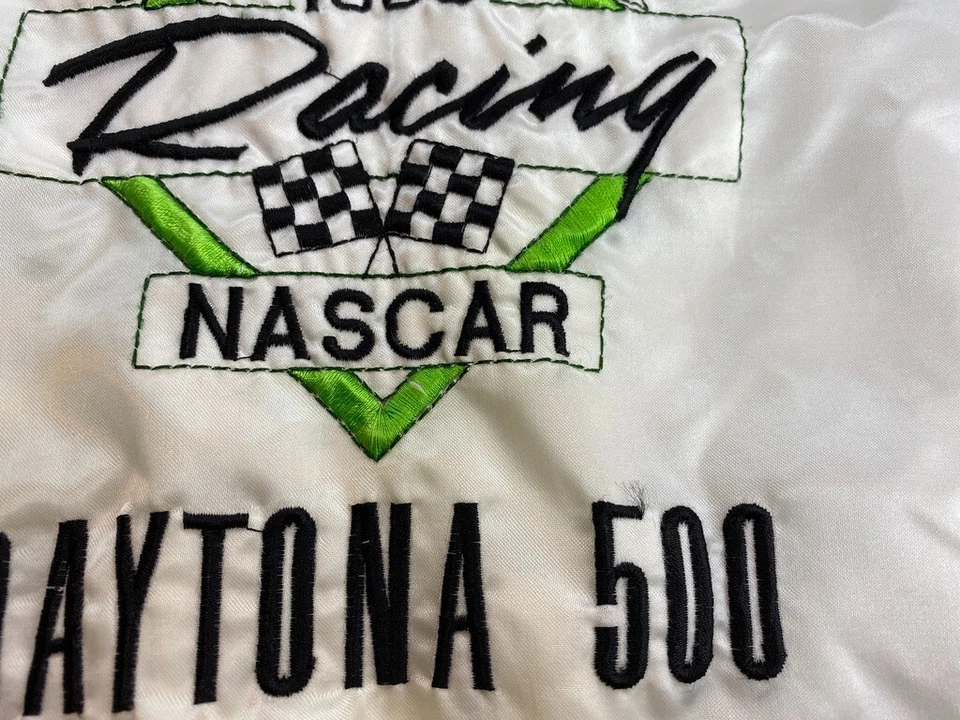 Chaqueta de carreras Publix Supermarkets 1990 Robby Gordon blanca satinada NASCAR de colección Foto 3 de 4