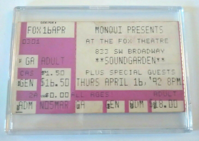 SOUNDGARDEN Ticket Stub 1992 CHRIS CORNELL BADMOTORFINGER Rare