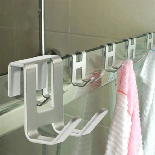 Trou libre crochet en aluminium portable salle de bain accessoires de douche porte vitrée crochet - Photo 1/7