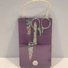 Purple Manicure Set 4 Piece. In Decorative Pouch With Snap Closure