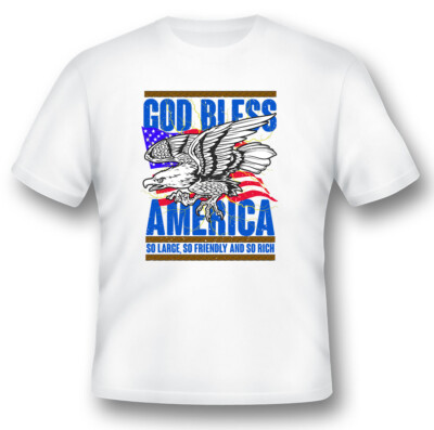 God bless America eagle and flag black or white tee shirt