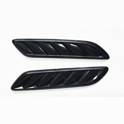 Pair Air Flow Vent Covers Intake Scoop For Car Front Bonnet Hood Glossy Black