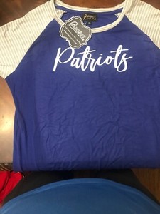 Nfl New England Patriots Shirt By Gameday Womens Xl Blue W Ruffle Sleeve Unique Ebay