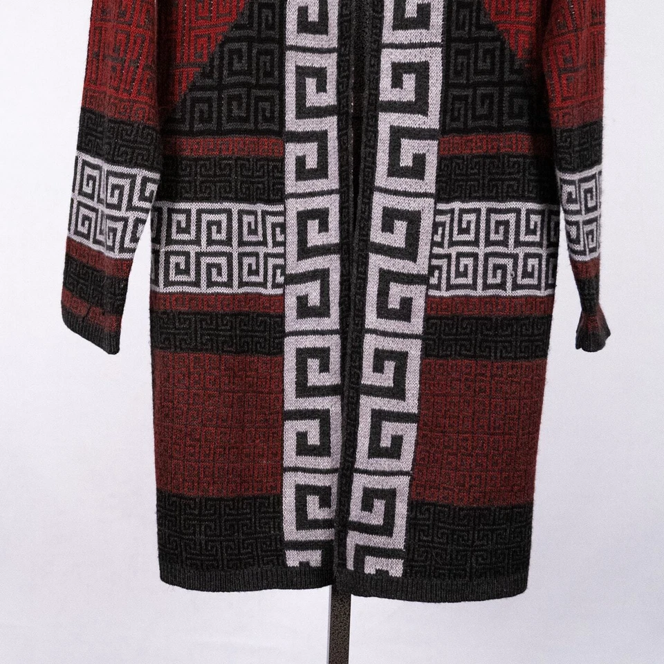 Abrigo cárdigan para mujer largo plumero azteca suroeste talla pequeña acrílico Foto 2 de 4
