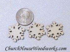 25 SMALL Snowflake Wood Christmas Ornament Supplies, wooden snowflake shapes DIY