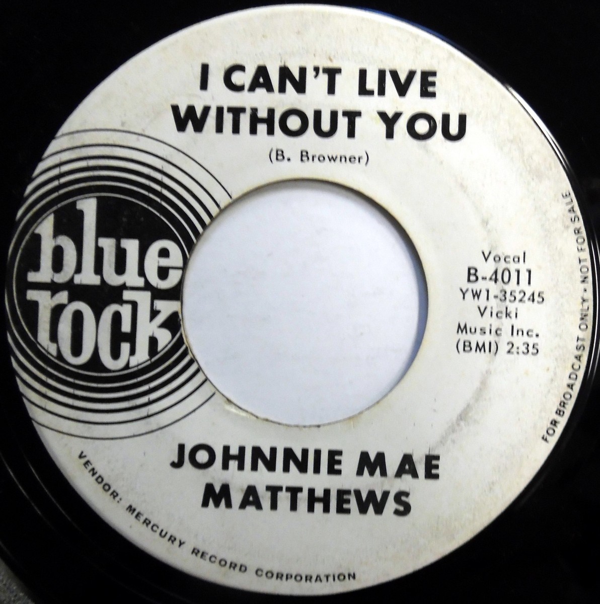 JOHNNIE MAE MATTHEWS 45 My Man / I Can't Live Without PROMO