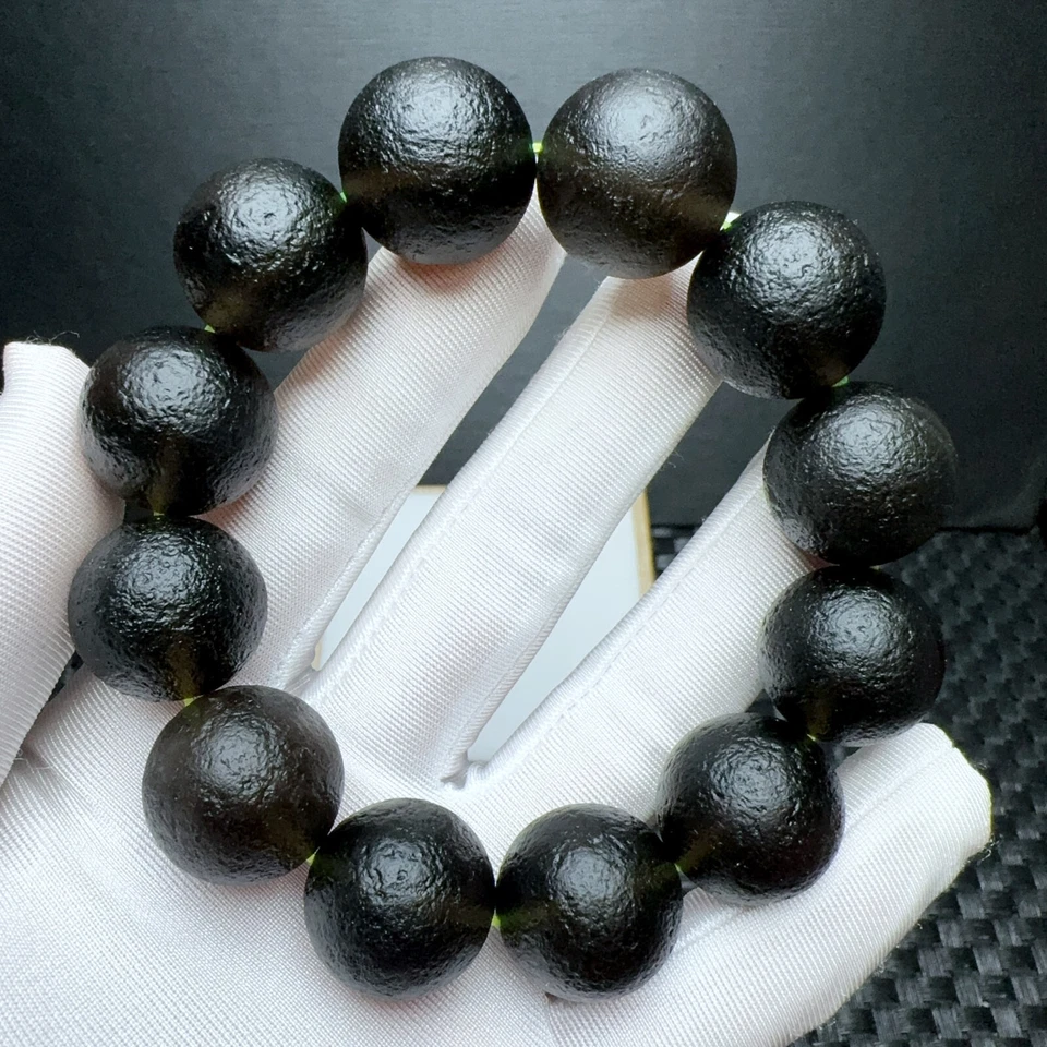 Pulsera de cuentas de cristal de cuarzo Cintamani meteorito natural de 20 mm AAAA Foto 3 de 4