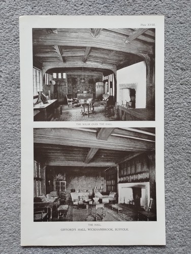 Gifford's Hall, Wickhambrook, Suffolk - Antique Print - 1920