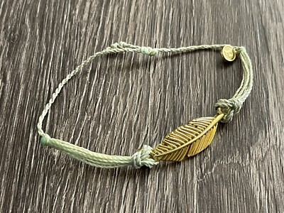Pura Vida Bracelet Feather Leaf Adjustable Boho Cord Stacking