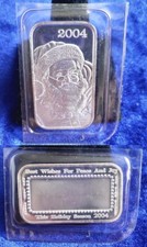 Santa Claus Best Wishes 1 Oz .999 Fine Silver Art Bar si704 95.00 per troy oz