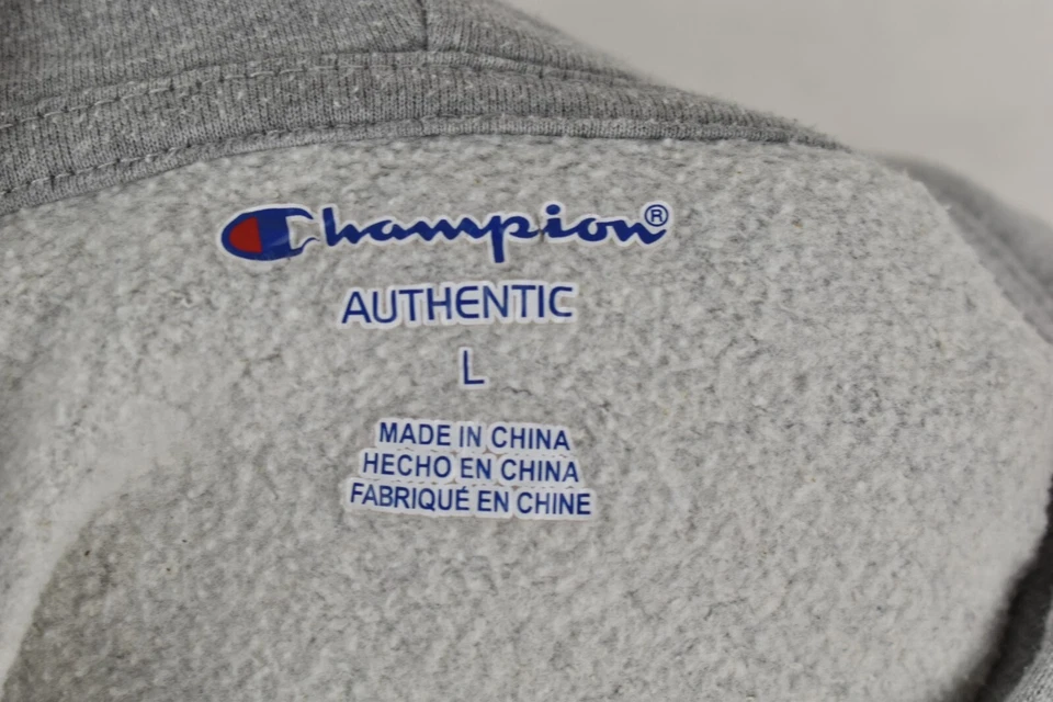 CHAMPION Grey Hoodie size L Mens Pullover Long Sleeves Top Outdoors Outerwear - Image 4 of 4