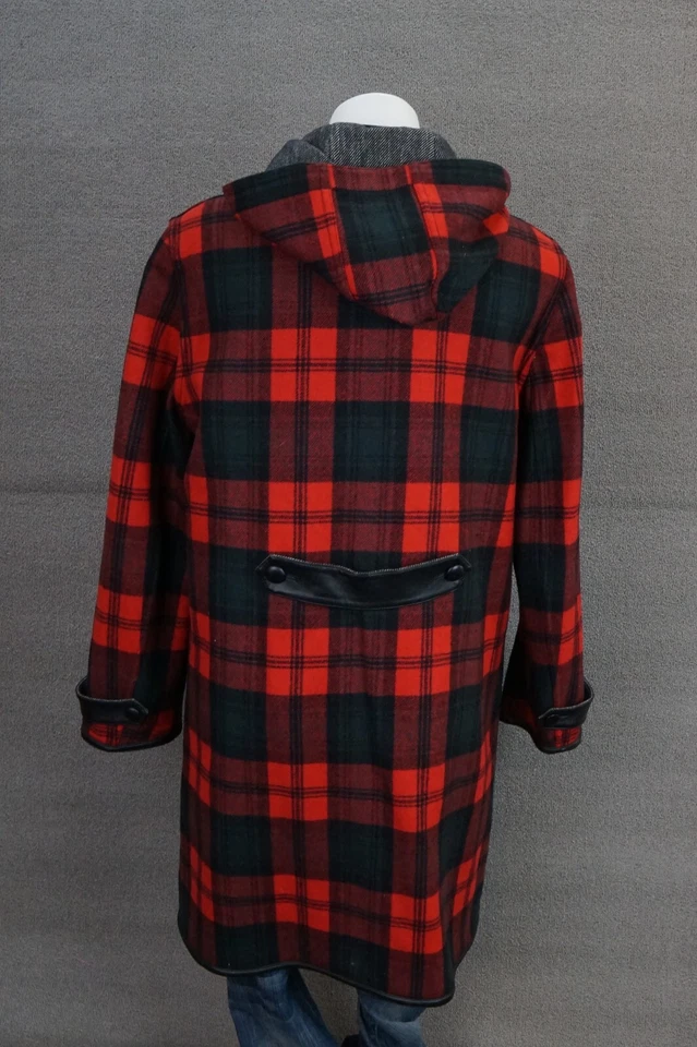 Gabardina chaqueta vintage Worth para mujer talla M de cuero de lana a cuadros búfalo Foto 4 de 4