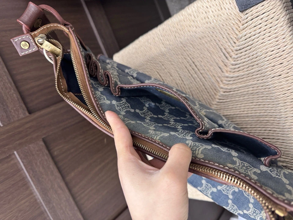 CELINE Paris Macadam Pattern Shoulder Bag One shoulder Shoulder Bag denim ... - Image 3 of 4