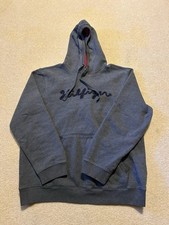 Men's Tommy Hilfiger Denim Logo Script Hoodie Sweatshirt Gray L