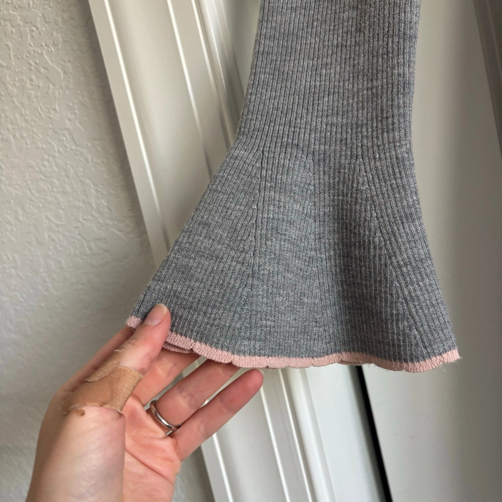 Abito maglione Tory Burch us intime ottimeioni cond lanano merinote aderent svasat manic lungao grigio t