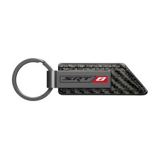 Dodge SRT-8 PU Leather Carbon Fiber Texture Strap Black Metal Bar Key Chain