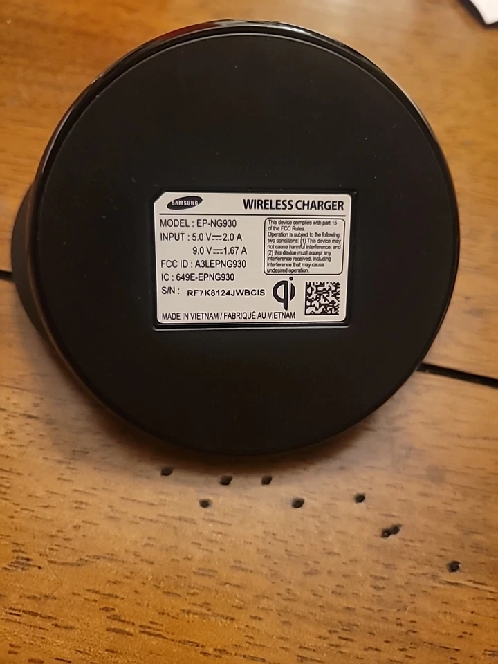 Cargador inalámbrico de carga rápida Samsung EP-NG930 negro - sin cable, probado Foto 2 de 3