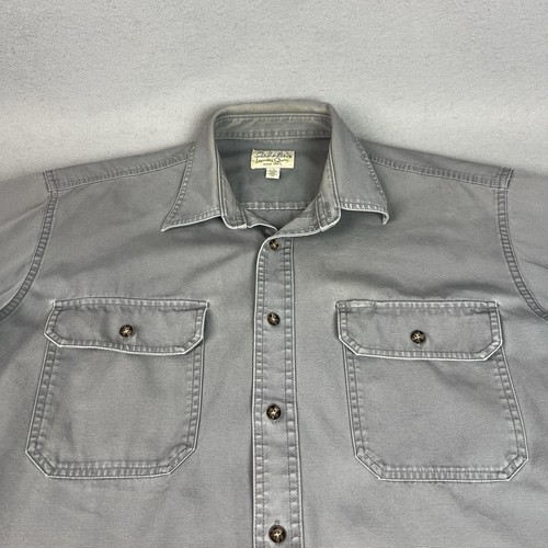 Cabela's Roughneck Stonewash Canvas Shirt Mens Large Gray Short Sleeve Work - Picture 3 of 10