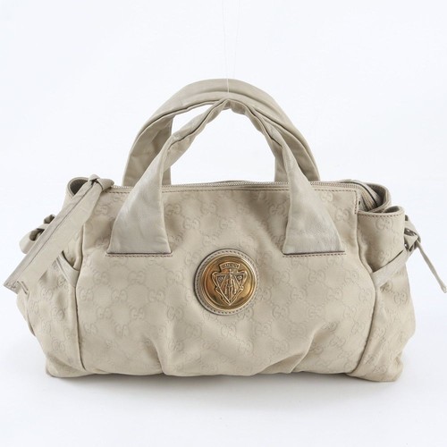 Authentic Gucci Leather Handbag Ivory 36cm x 22cm x 13cm Damaged Leather Tote