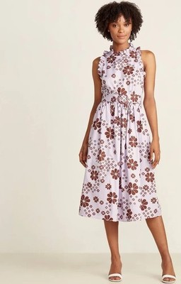 Kate Spade New York Flora & Spades Midi Dress Purple & Green Gold Zipper Size 4
