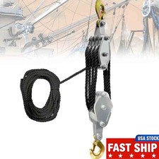 Rope Hoist Pulley System 4400LB Block and Tackle Pulley System 8:1 Lifting