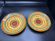 Set of 2 Pier 1 Etrusco Earthenware 9¼ Soup Pasta Salad Bowls Hand painted Italy