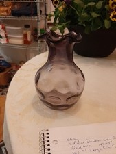 Antique Fenton Purple Amethyst Hand Blown GLASS Vase 6"